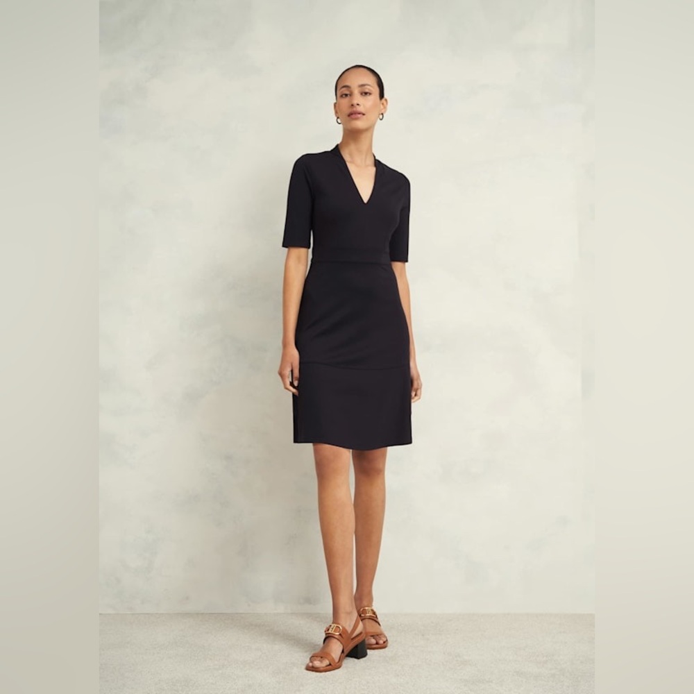 HOBBS LONDON Blue 3/4 Sleeve Midi Tailored  Modest Work Wear Business Casual Dre - Picture 6 of 16